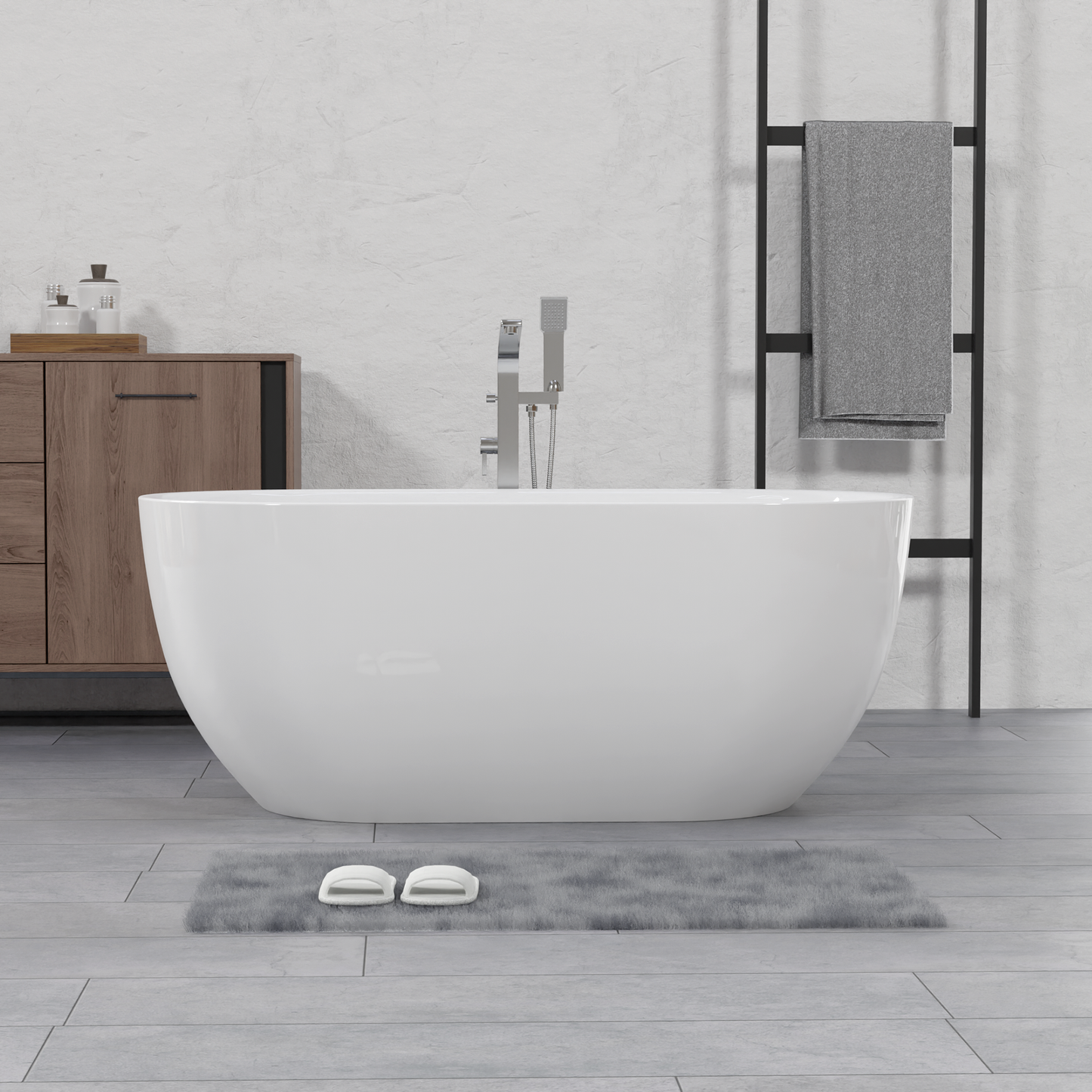 59" White Acrylic Freestanding Bathtub - My Store
